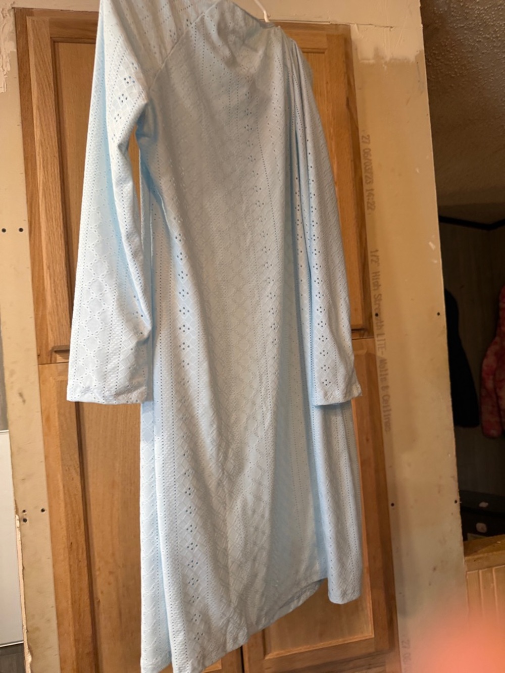 Light Blue Eyelet Midi Dress - Women's Long Sleeve(6)